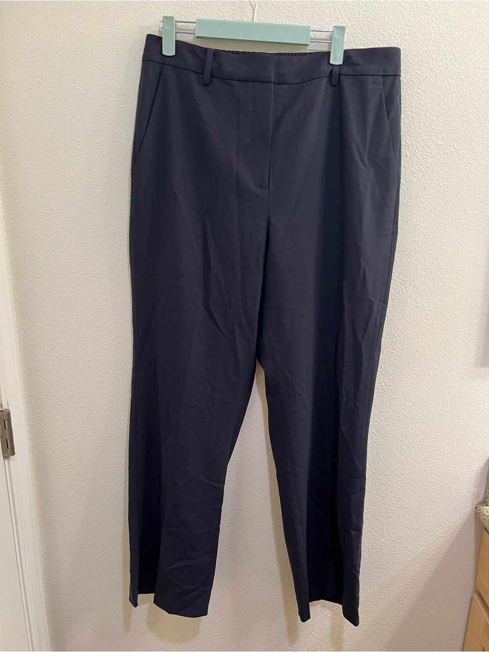 QUINCE navy blue 3D Italian Tellegno light stretch wool straight leg pants - Picture 1 of 4